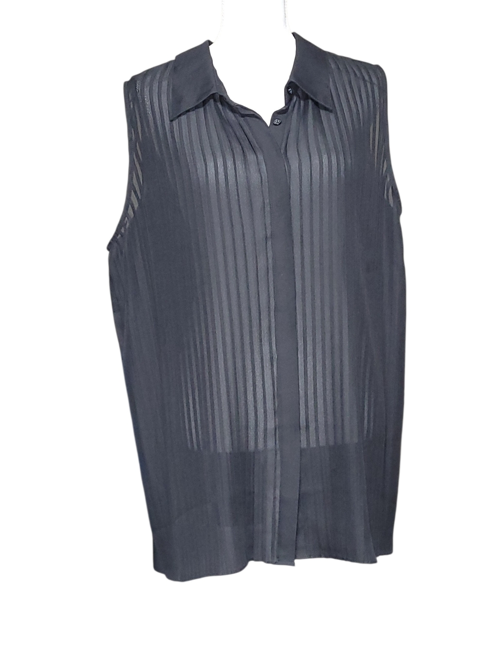 Lane Bryant Sheer Black Sleeveless Button Up Blouse